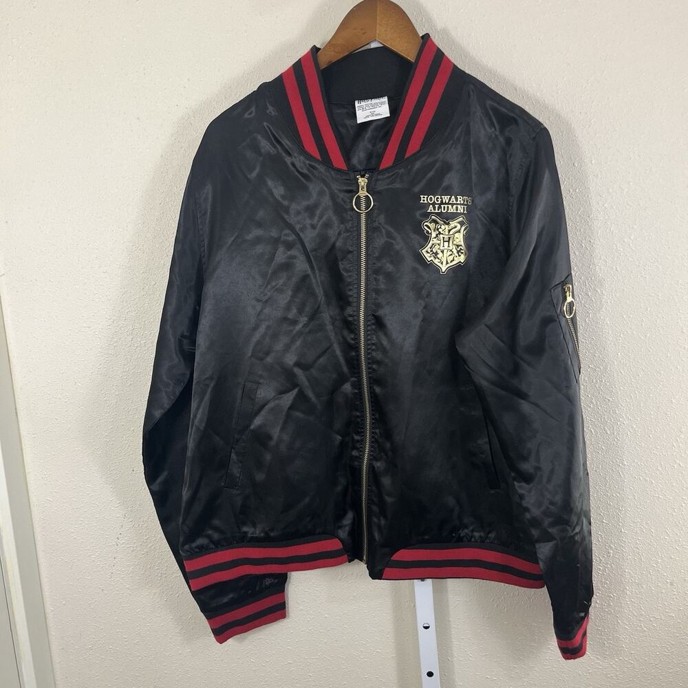 Harry Potter Hogwarts Alumni Satin Bomber Jacket Juniors 2X Black